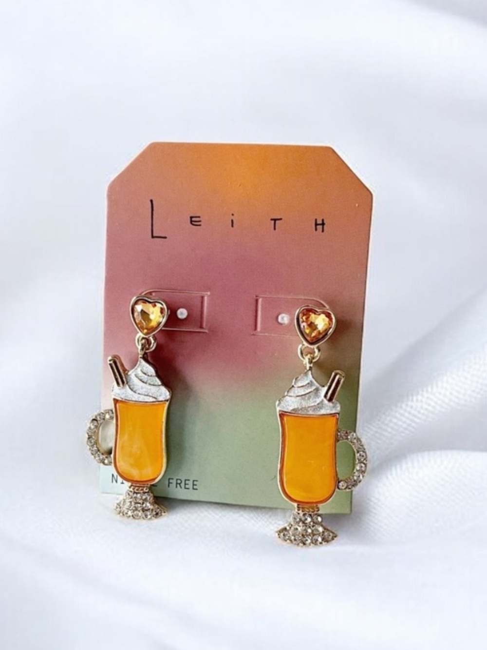 Leith Latte Goldtone Drop Earrings Post Back